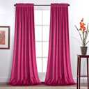 Roslynwood Velvet Curtains 96 inches Long - Home Decor Hot Pink Curtains Drapes for Living Room, Blackout Thermal Insulated Window Treatment for Dining Room Holiday Backdrop, W52 x L96, 2 Panels (Berry)