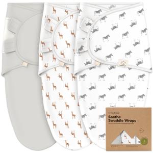 KeaBabies 3-Pack Organic Baby Swaddle Sleep Sacks - Swaddles for Newborns, Infant 0-3 Months, Baby Girls, Boys, Soft & Snug Newborn Sleep Sack, Nursery Swaddling Blankets (The Wild)