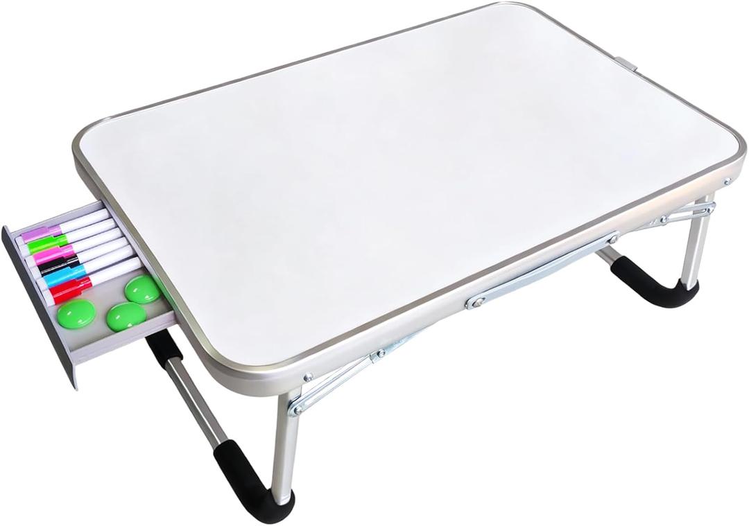 Lap Desk, Dry Erase Board Table with Markers & Magnets, Portable Foldable Art & Activity Desk for Drawing, Writing & Play, Home and Travel Use