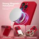 Magnetic for iPhone 16 Pro Case, Compatible with MagSafe, [Full Camera Protection][Screen Protector] Silicone Shockproof Protective Phone Case for iPhone 16 Pro 6.3", Deep Red