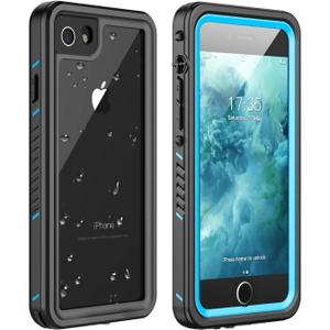for iPhone SE 2022/SE 2020/7/8 Case Waterproof Shockproof,Full Body Protective Case with Screen Protector Heavy Duty Cover Phone Case for iPhone SE3 2022/SE 2020/7/8(Blue/Clear)