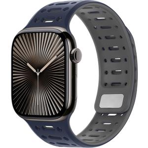Amizee Compatible with Apple Watch Band 49/46/45/44/42/41/40/38mm Men, Silicone Breathable Magnetic Strap for iWatch Ultra 3/2/1 Series 11 10 9 8 7 6 5 4 SE3/2/1 (42/41/40/38mm, Dark Blue Gray)