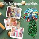 Peacock Suncatcher Stained Glass, Peacock Art Glass Suncatcher Hanging, Bird Suncatcher for Patio/Mom/Window (Green)