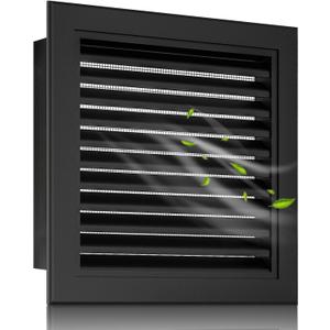 8"x8" Premium Aluminum Attic Vent - Featuring Screen Design, Perfect for Gable Vents and Sheds - Vent Opening 6"x6" - Durable Construction for Optimal Roof Ventilation (Black)