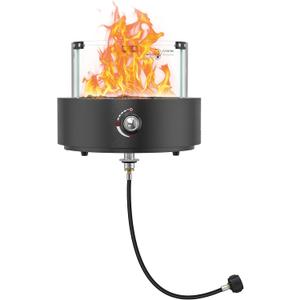 ONLYFIRE OUTDOOR LIVING Gas Fire Pit Bottom-Mounted for Table with Umbrella Hole, Portable Tabletop Smokeless Firepit with Wind Guard, Propane Firepit for Patio Camping RV Tailgating, Round FP039