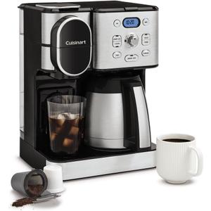 Cuisinart 12-Cup Coffee Maker, Single-Serve Brewer Glass Carafe, Automatic Hot & Iced Coffee Machine, Brew Strength Control and Pause, SS-16, Stainless Steel