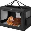 Feandrea 48 Inches Collapsible Soft Dog Crate, Portable Travel Dog Crate for Indoor and Outdoor Use, Dog Carrier Kennel with Safety Zippers, for Living Room, Car, Travelling, Camping, Black UPDC12H