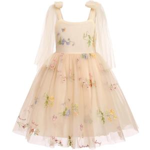 Flower Girl Floal Lace Tulle Dress Princess Backless Wedding Junior Bridesmaid Pageant Communion Dance Maxi Gown, Size 110