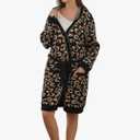 Soft Plush Hooded Robe, Cozy Warm Loungewear Bathrobe with Pockets for Women (One Size)