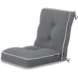 Favoyard Outdoor Rocking Chair Cushion 17  17 Inch Water Resistant & 3-Year Color Fastness Patio Chairs Cushions for Rockers Furniture, Set of Seat & Back Thick Tufted Cushion with Tie Straps, Drey (Dark Grey)
