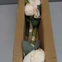 Silk Flower Peony Bouquets - 2 Pack Artificial Peonies with Stems Vintage Look Real Peonies Flowers for DIY Crafts Flower Arrangements Wedding Centerpiece Table Decor - Champagne