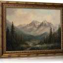 KKP Vintage Gold Framed Mountain Canvas Wall Art, Mountain Scenery Canvas Print, Classic Country Painting Picture, Farmhouse Wall Decor for Living Room Bedroom Hallway Home Decoration 9x11 Inch