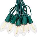 Novelty Lights 25FT C9 LED Transparent Plastic Christmas Lights (25 Bulbs) Novelty Lighting, C9 Christmas Lights Outdoor (Warm White)