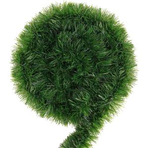 Green Garland Christmas Decorations,50Ft Xams Greenery Tinsel Stems Non-Lit Soft Twist Garland Decor for Tree Stairs Railing Front Door Mantle Fireplace Indoor Outdoor Holiday Home