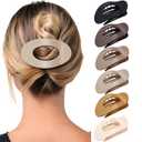 Mesovor 6 Pack Flat Hair Claw Clips, 4.33" Nonslip Large Round Lay Flat Hair Clips | Strong Hold French Flat Hairclips for Lying Down, Yoga, Driving (Neutral Matte)