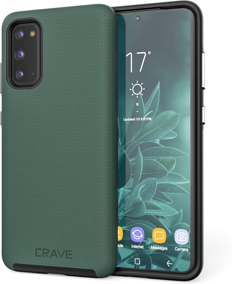 Crave for Samsung Galaxy S20 Case, Shockproof Protection Dual Layer Case for Samsung Galaxy S20 5G (6.2 inch) - Forest Green