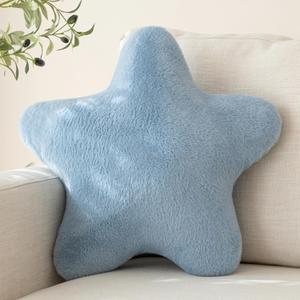 Star Pillow, Decorative Throw Pillow with Plush for Couch, Cute Decor Pillows for Bed, Aesthetic Star Shaped Pillow Fun Cushion for Sofa Living Room (Grey Blue, 19.6 Inches)