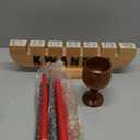 Sliner Kwanzaa Decorations Kwanzaa Candle Holder Kinara Set Driplesstaper 3 Red 3 Green 1 Black Wooden Wood Unity Cup African Holiday Mishumbaa Saba(Classic Style)