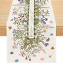 Spring Table Runner, Wildflowers Floral Butterfly Table Decoration Seasonal Summer Home Kitchen Dining Table Indoor Outdoor Farmhouse Decor 13x72 Inch