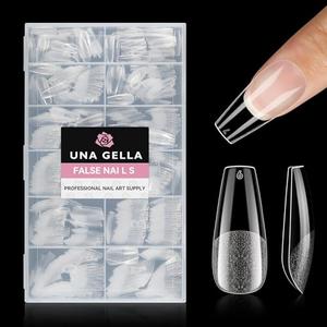 UNA GELLA Coffin Nails Tips, 216 PCS Soft Gel Nail Tips Coffin Half Matte Full Cover False Nails Pre-shaped Clear Acrylic Press on Nails Medium for Nail Extensions Home DIY Salon, 12 Sizes, Medium Coffin Nail Tips 216pcs