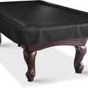 Heavy Duty Leatherette Billiard Pool Table Cover, Waterproof & Tearproof Cover for Pool Table 7/8/9FT (Black/Faux Lambskin, 9FT-(112"LX 62"WX 8H))