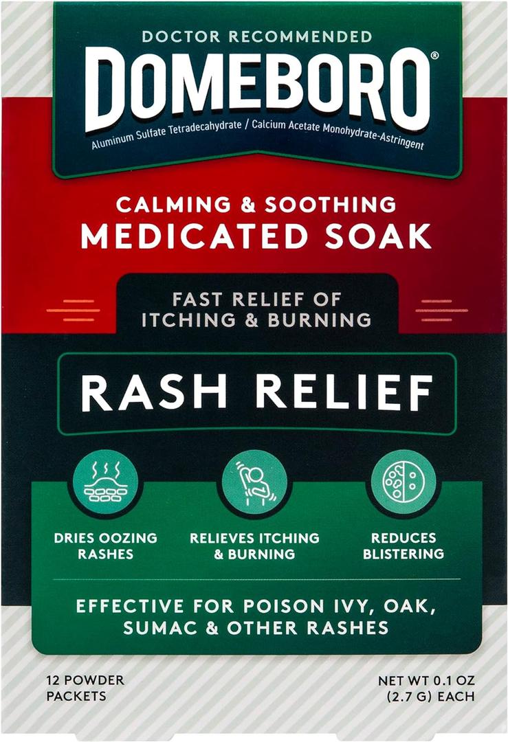Domeboro Medicated Soak Rash Relief (Burows Solution), 12 Count (Pack of 1) - Packaging May Vary
