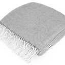 PAVILIA Light Gray Herringbone Throw for Couch, Decorative Outdoor Accent Blanket, Faux Cashmere, 50x60