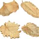4 Pcs Gold Jewelry Dish Small Jewelry Tray Leaf Shaped Trinket Dish Decorative Ring Holder for Christmas Birthday Wedding Party Gifts Decoration
