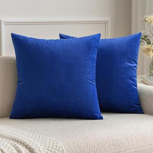 MIULEE Pack of 2 Royal Blue Pillow Covers 18x18 Inch Decorative Velvet Throw Pillow Covers Modern Soft Couch Throw Pillows Farmhouse Home Decor for Spring Sofa Bedroom Living Room