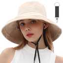 vidsel Womens Sun Hats Wide Brim Reversible Bucket Cotton Hat Packable Summer Travel Cap with Hat Clip,UV Protection