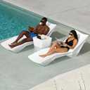 Modern Assemble-Free Outdoor Side Table, Pool Side Table for Inside Pool or on Patio, Lounger Table with 2 Cup Holders * 1 Tablet Holder, White, 17 inches x 17 inches x 17.5 inches