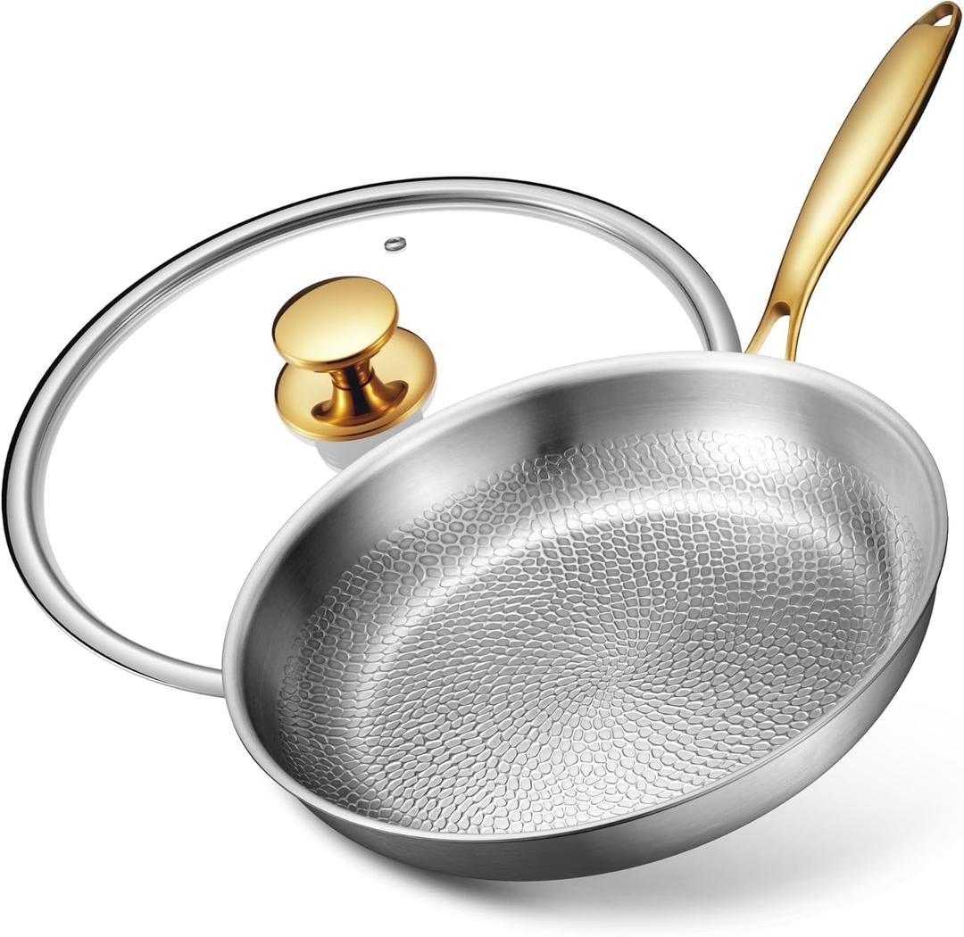 Titanium Pans for Cooking, Ø12in with Lid, Butter Warmer