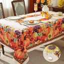 MATIRUG Fall Thanksgiving Tablecloth Rectangle 52x70 Inches, Pumpkin Harvest Spillproof Wrinkle Free Table Cloths, Vintage Fabric Table Cover for Autumn Dinner Banquet Party