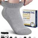 Pembrook Diabetic Ankle Socks for Men and Women - 6 Pairs Low Cut Seamless | Diabetic Socks for Men (Medium, 2 White / 2 Gray / 2 Black - 6 Pairs)