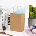 100 Pack 5.8x3.2x8.25 Inch Brown Kraft Paper Gift Bags with Handles - Bulk Small Plain Natural Bags for Birthday Party Favors, Grocery, Retail Shopping, Wedding, Craft, Goody, Takeouts, and Business