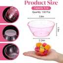 100 Pack Disposable Clear Plastic Bowls for Party 6oz Hard Plastic Salsa Dessert Ice Cream Candy Fruit Small Glitter Bowls for Wedding Baby Shower Birthday Party (Pink)