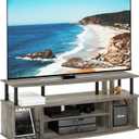 Furinno Jaya Large Entertainment Center Hold up to 55-in TV, Inch, French Oak/Black