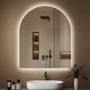 Arched Backlit Mirror Bathroom 30"x36"- Frameless LED Bathroom Mirror with Lights, Fogless, Dimmable, 3 Color Changing, Shatterproof, Touch Sensor