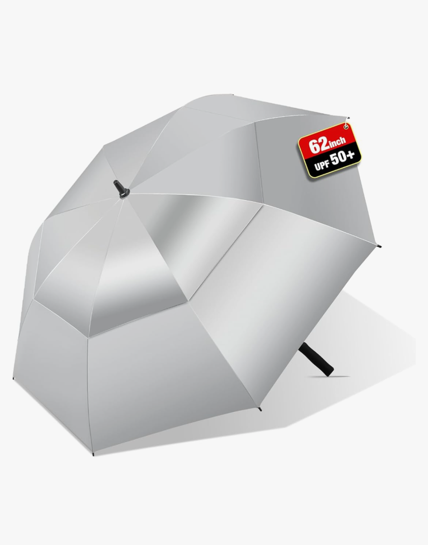 62 Inch Golf Umbrella UPF 50+ UV Protection for Sun and Rain - Large, Windproof, Waterproof, Vented With Auto Open