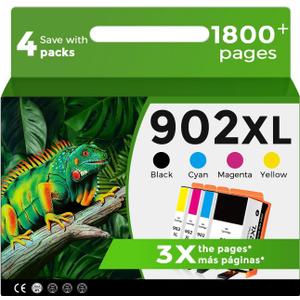 902XL Ink Cartridge Combo Pack for HP 6978 6968 Printer for HP 902 XL Black Color Compatible for HP902 HP902XL OfficeJet 6958 6970 6960 6975 6962 6950 6954 6951 6956 6961 6963 6964 Cyan Magenta Yellow