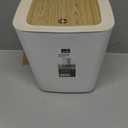 URALFA 7 L / 1.8 Gallon Square Trash Can with Lid, Small Bathroom Garbage Can with Pop-Up Lid, Dog Proof Trash Can, Waste Basket for Bedroom, Kitchen, Living Room, Office (White) (7 L / Square)