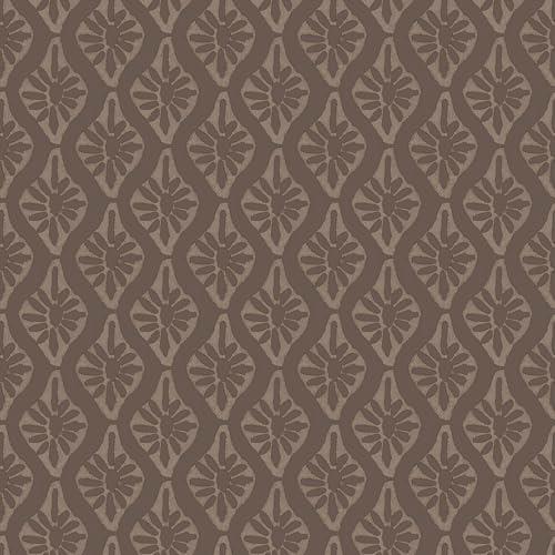 NuWallpaper Chris Loves Julia x Nova Carob Brown Peel and Stick Wallpaper, Carob Brown Botanical Removable Contact Paper for Walls, Self Adhesive Wall Covering for Bedroom Living Room Accent Wall