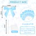 JarThenaAMCS 30Pcs Bow Cupcake Toppers Pre-Tied Blue Satin Ribbon Bow Cupcake Picks Coquette Cake Decorations for Birthday Baby Shower Wedding Party Supplies