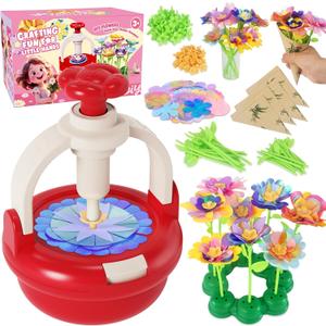 Craft Kits for Girls 4-8 Year Old, Christmas Gift for Grandkids, Arts and Crafts for Kids Ages 8-12 4-8 4-6, DIY Flower Making Kit for Kids, Birthday Gifts for Girls Toys Age 3 4 5 6 7 8 Year Old (RED)