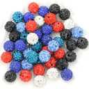 10 Rhinestone Beads 10mm Balls Disco Pave - Red White Blue Black 