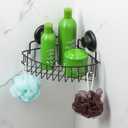 HASKO accessories Corner Shower Caddy with Suction Cup Shower Shelf with Hooks, Stainless Steel Bathroom Caddy, Wall Mounted Shower Basket for Bathroom, Adhesive 3M Stick Discs Included (Black)