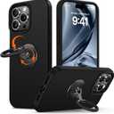 XYZ for iPhone 15 Pro Max Case with Stand [Rotatable 360 Soft Ring Holder], Premium Silicone with [Soft Anti-Scratch Microfiber Lining] Phone Cover for Men Women Girls 6.7 Black