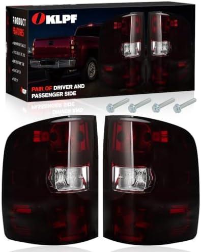 OKLPF Smoked Red Tail Lights Compatible With 07-14 Chevy Silverado | 2007-2014 Chevy Silverado 1500 2500HD 3500HD,Include Bulb and Harness,Left and Right Rear Brake Taillight Assembly