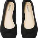 Ataiwee Women's Wide Width Flats Shoes - Ladies Cute and Comfortable Dress Ballet Shoes. (2402-0004 Black)