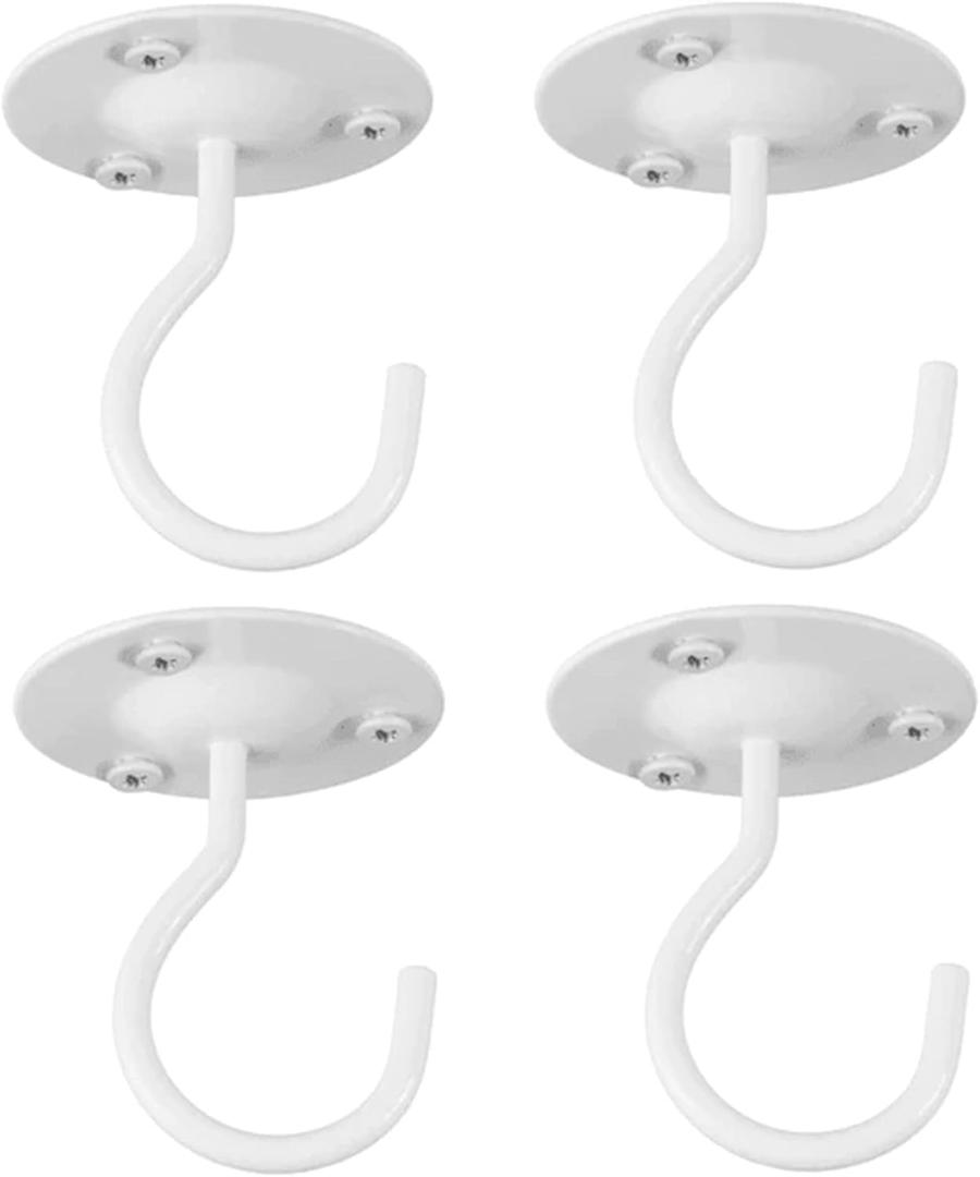 Monarch Abode Ceiling Hooks for Hanging Plants  Heavy Duty Ceiling Hooks for Hanging Lights, 2.7 Inch Metal White Wall Plant Hanger for Indoor Outdoor, Swag Hook, Wall Mount Plant Hook, 4 Pack